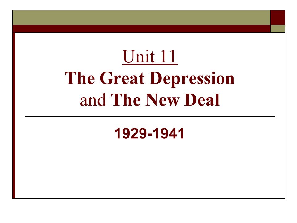 The new deal the depression and